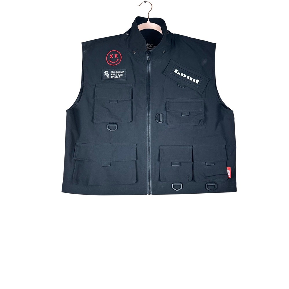 Rolling Loud World Tour Twenty-3 Black Utility Tactical Cargo Vest Mens Large